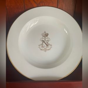 Sevres Napoleon III Service Des Bals Gold Monogram 9 3/8 Inch Plate C. 1858